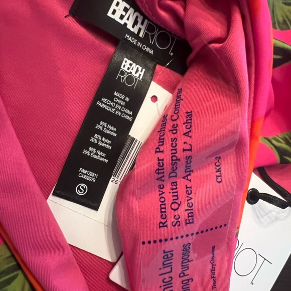 NWT Beach Riot Hibiscus Bikini Sz S Highway Bottom Paulina Top Floral Tropical - Picture 15 of 16